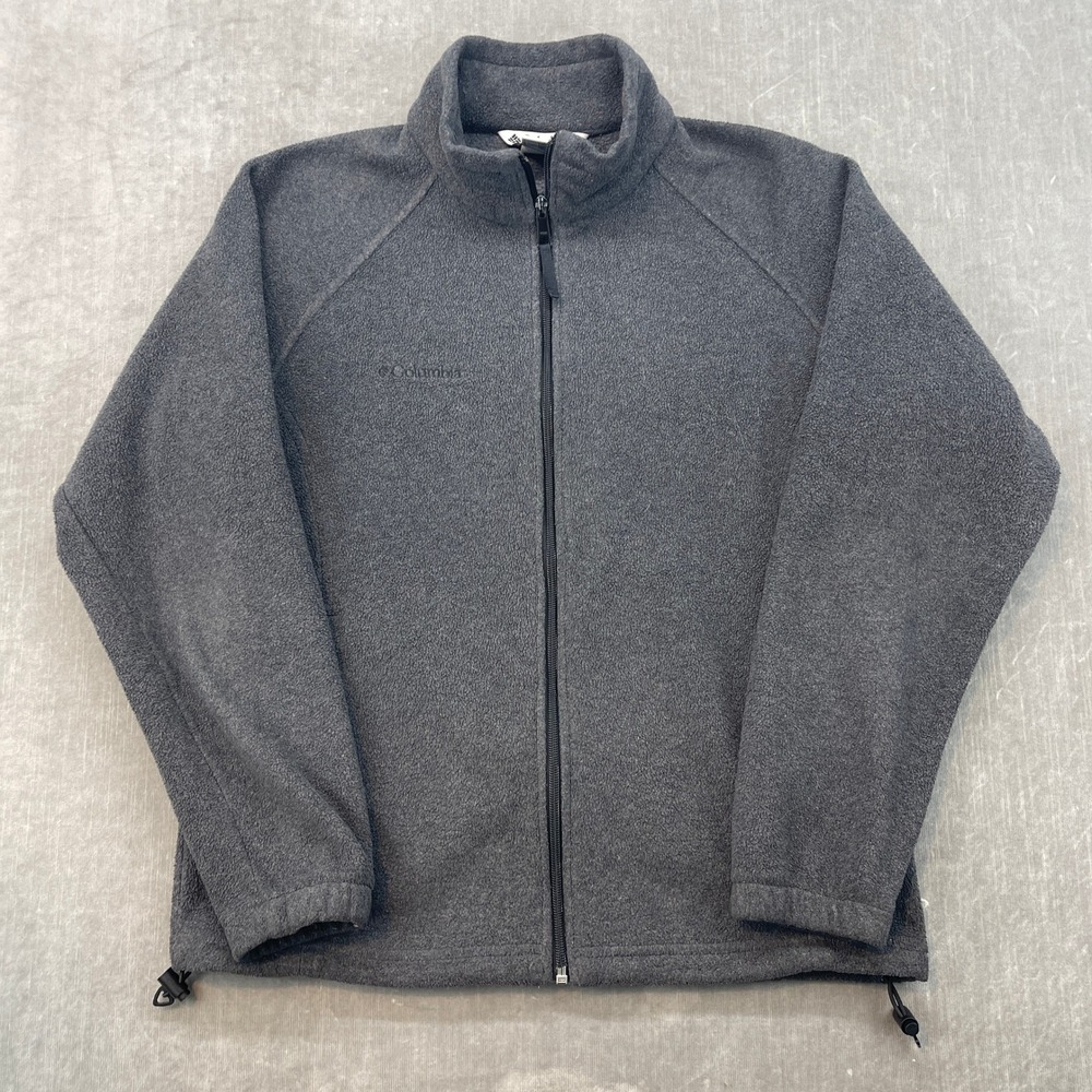 Columbia Women Large Gray Fleece Jacket Full Zip Mock Neck Raglan Sleeve